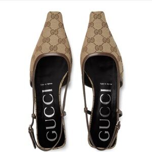 GUCCI Monogram Canvas Slingback Flats